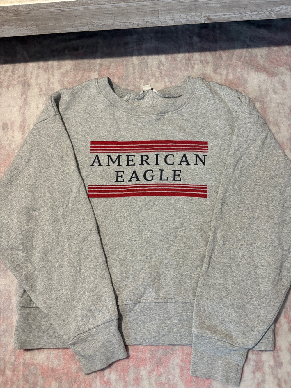 American Eagle Outfitters Gray Sweatshirt with Red & Black Logo